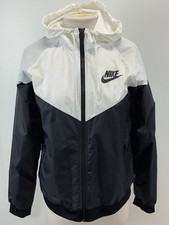 Nike Windrunner Windbreaker Jacket Full Zip Womens Medium Black White Retro