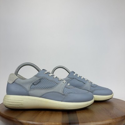 Women Ecco Soft 7 Runner Blue Leather Casual Comfort Sneakers Shoes Size EU 38