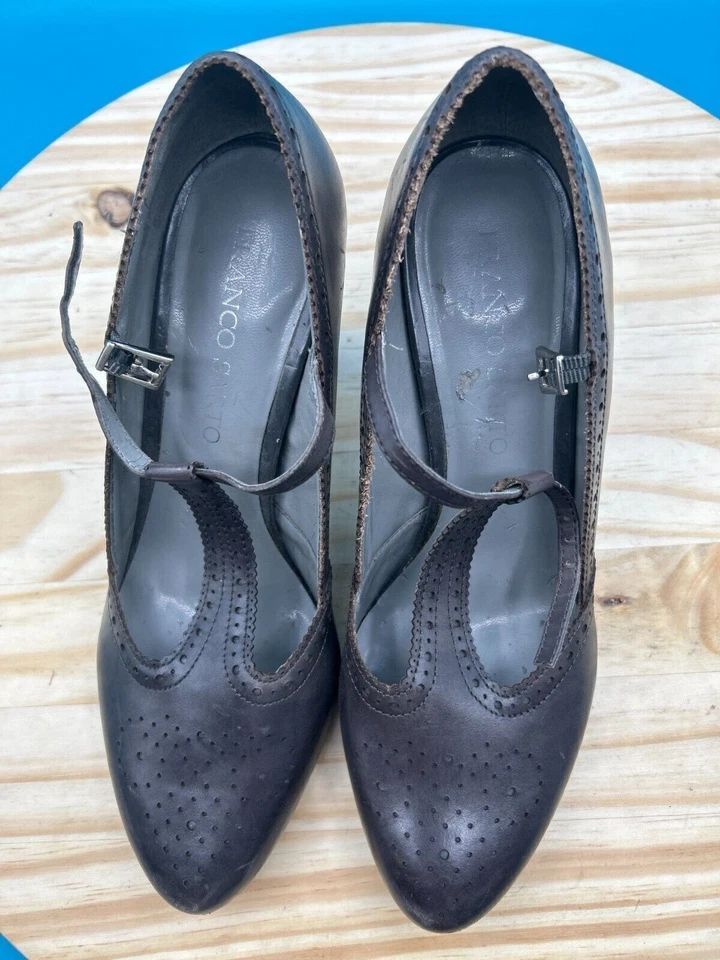 Zapatos de tacón Franco Sarto Mary Jane de espuma viscoelástica para mujer talla 8,5 M cuero negro Foto 4 de 4