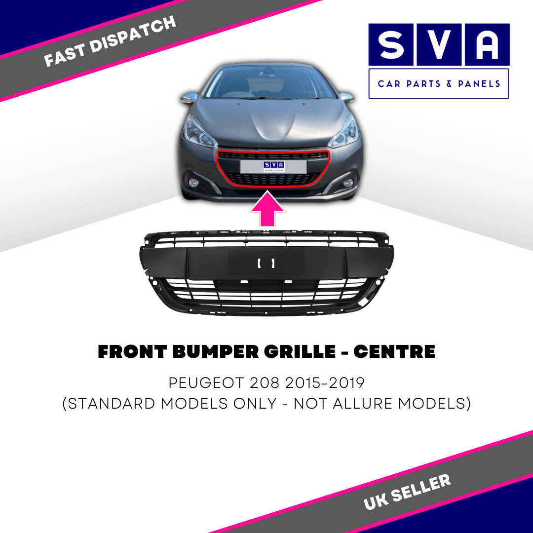 Peugeot 208 2015-2019 Not Allure Front Bumper Grille Centre Insurance Approved