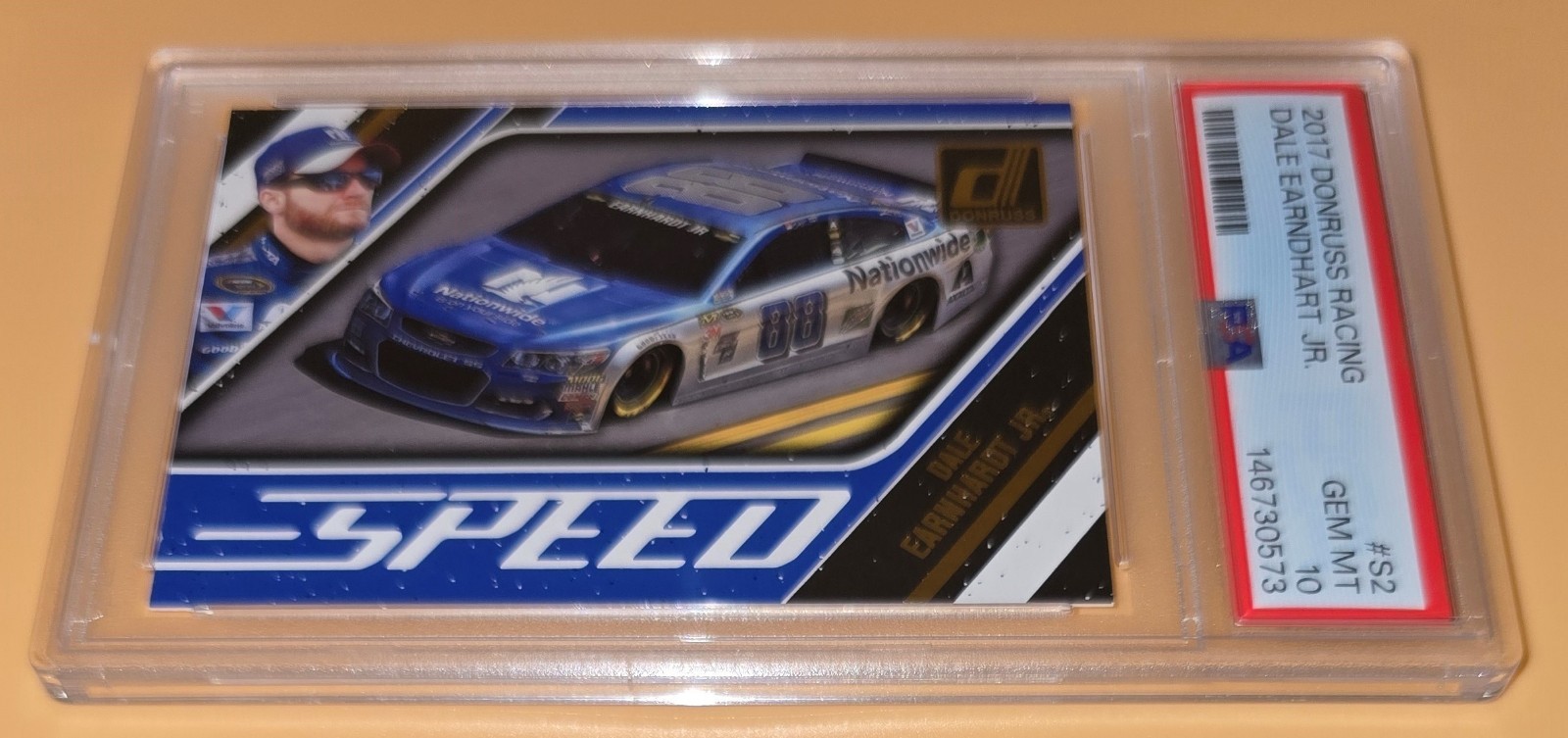 Dale Earnhardt Jr PSA 10 Low Pop 1 Speed Insert 2017 Panini Donruss Racing Card view 3