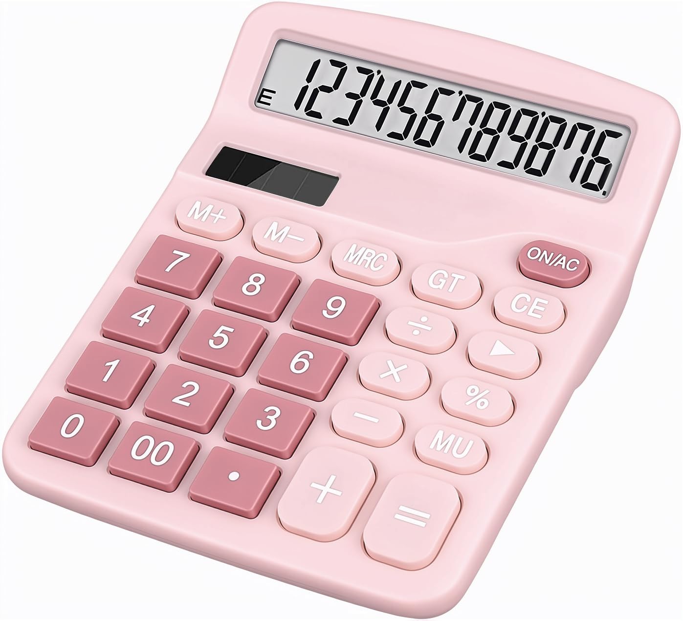 DANRONG Cute Pink Desktop Calculator with Big Buttons, Dual Power Source
