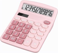 DANRONG Cute Pink Desktop Calculator with Big Buttons, Dual Power Source