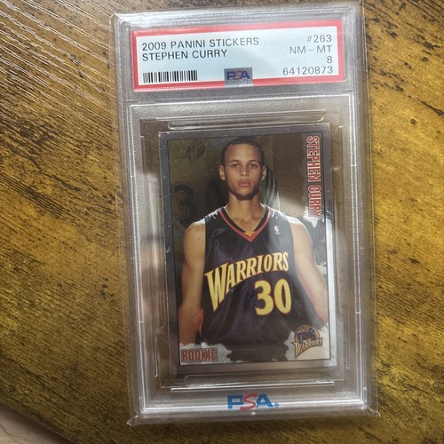 2009 PANINI STICKERS #263 STEPHEN CURRY ROOKIE RC PSA 8