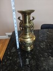 Vintage Large Etched Brass Vase Very Detailed 12"Tall Original Patina.  — photo 3