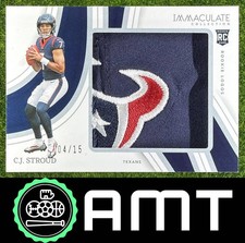 CJ C.J. Stroud 2023 Panini Immaculate 4/15 Rookie Logos Texans Patch RC