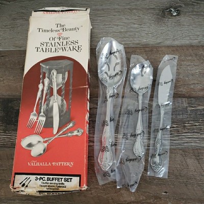 Easterling Embassy Classic Valhalla Stainless 3 Pc Buffet Set Knife Sugar Spoon