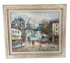 Caroline Burnett Oil Painting Bauhaus Style Signed Original Framed 32” x 27” VTG