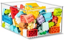 Clear Plastic Organizer Bins with Handles for Home Organization. Storage