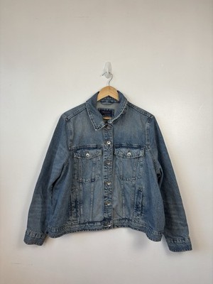 M&S Marks And Spencer Blue Denim Jacket Size 22 Pockets 100% Cotton