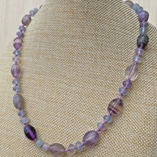 Collier Vintage En Pierre D'améthyste Violette - Bijou Ancien En Pierre Naturelle