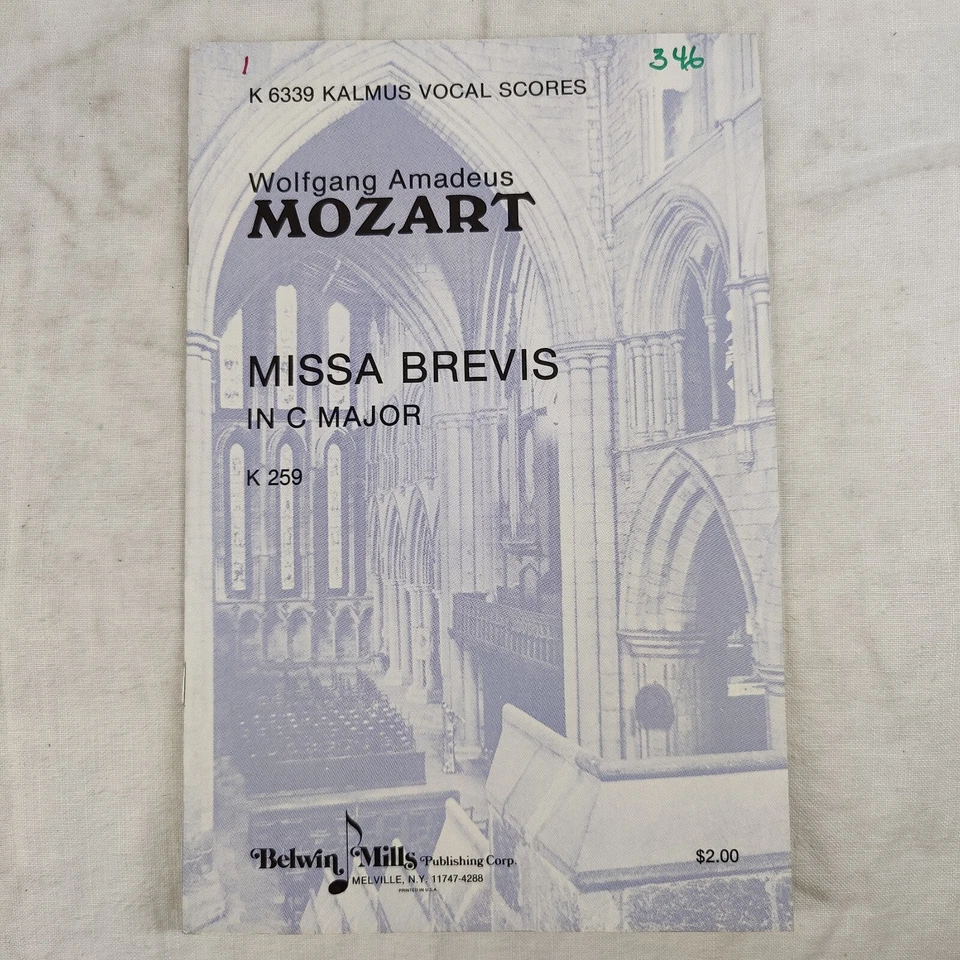 Rare Vtg 1980 "MISSA BREVIS" in C Major W. A. MOZART Kalmus Vocal Score K 6339 - Image 2 of 4
