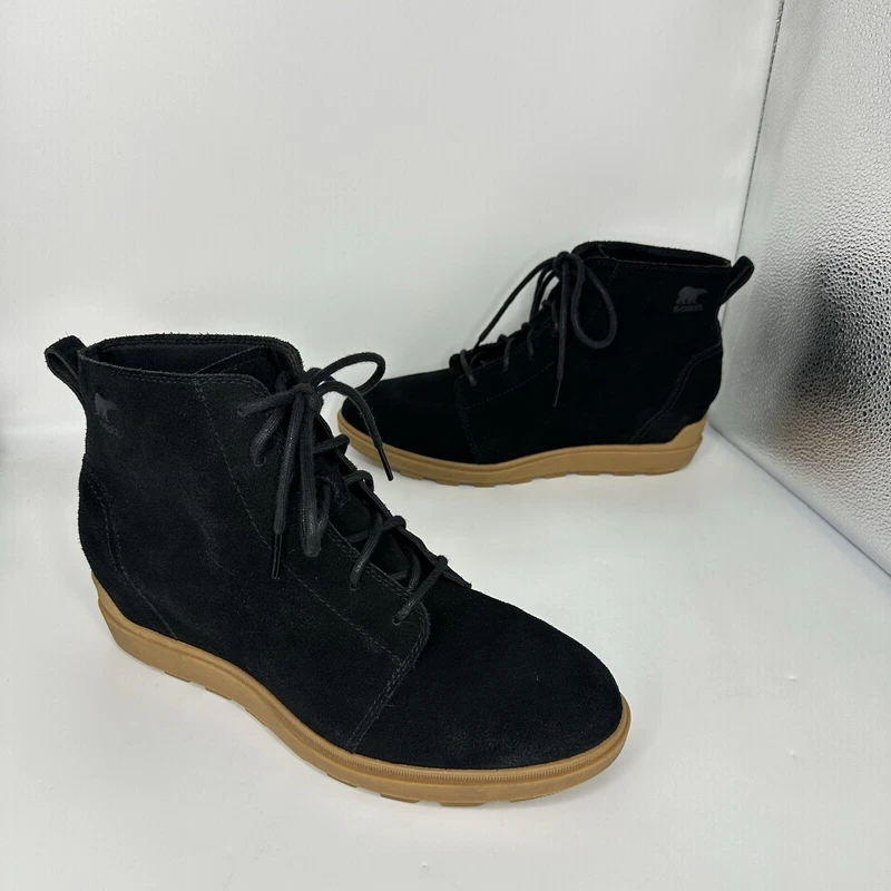 sorel evie ii lace up leather suede ankle boots