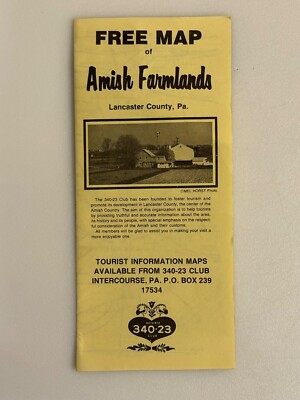Vintage Folded Road Map of Amish Farmland Lancaster County Pennsylvania