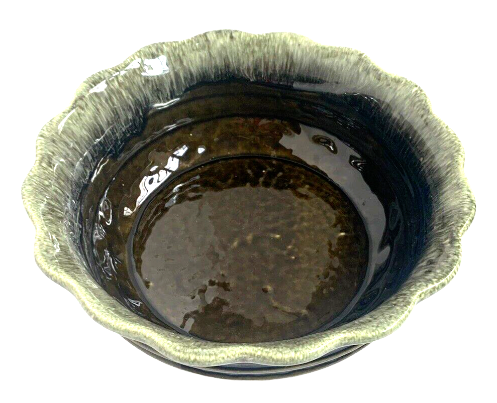 Vintage Hull F26 USA Pottery Green Drip Glaze Bowl Fluted Edge EUC eBay
