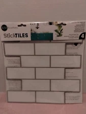 RoomMates 10.5" x 10.5" WHITE SUBWAY PEELN'STICK TILES (SET 4 SHEETS) BRAND NEW