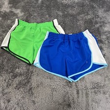 Lot Of 2 - Danskin Now Shorts Womens Small 4-6 Green Blue Elastic Waist