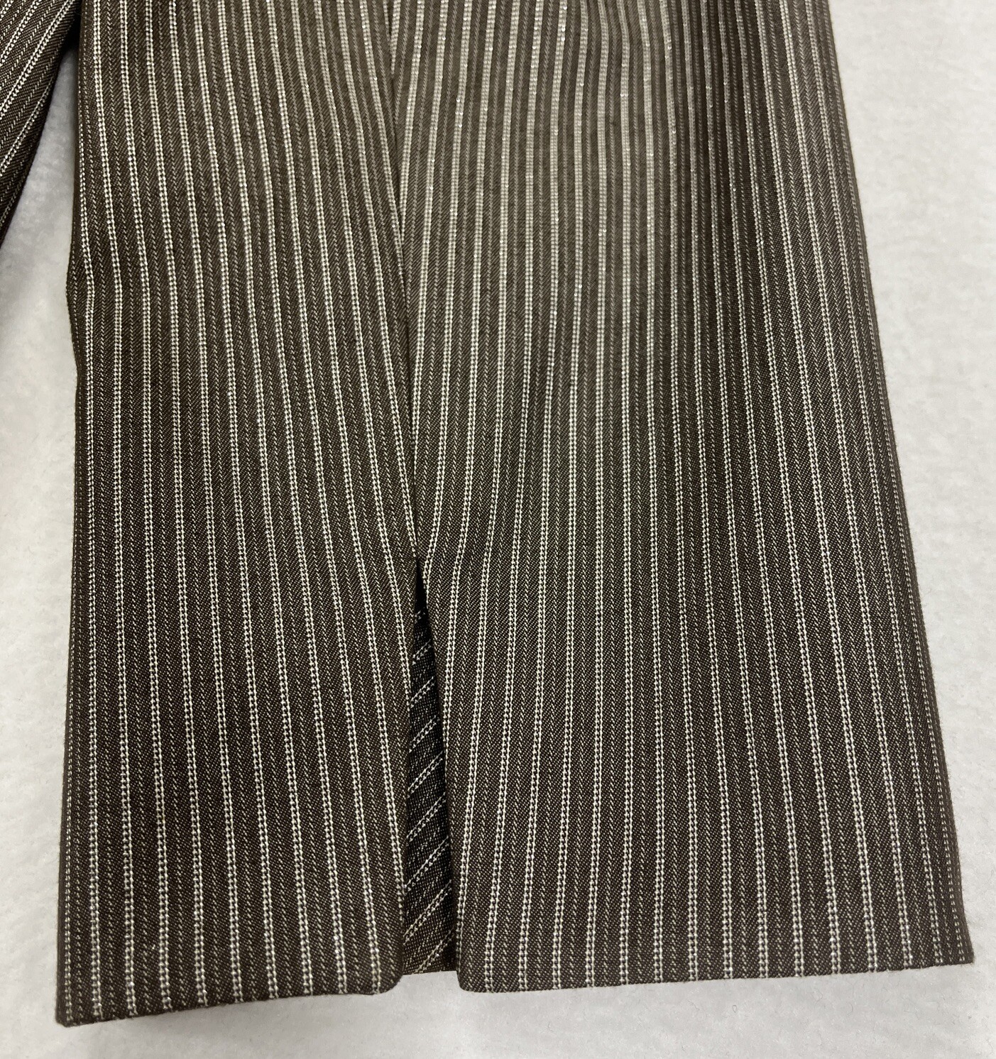Le Suit Brown W/Sparkle Silver Stripes Lined Wide Leg Pant Suit Women’s 16