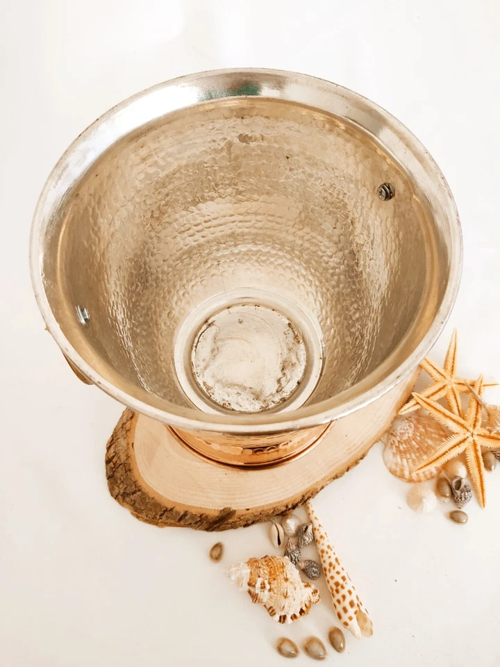 Cubo de hielo hecho a mano, cubo de champán, cuenco de hielo, cubo de cobre, cuenco de cobre Foto 4 de 4