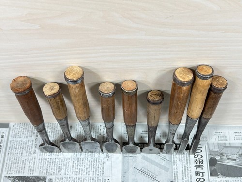 Vintage Japanese Chisel 9set Nomi /Hand Plane Saw Iron Hammer Hand Tool/d69 - Picture 21 of 24