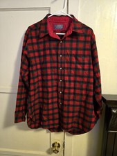 Vintage 70’s Pendleton Wool Lodge Plaid Flannel Shirt L Tartan Made in USA