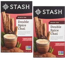 Stash DOUBLE SPICE CHAI Black Tea, 18 ct Bags / Box 2 Pack