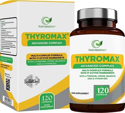 NATURES ZEST Thyromax Thyroid Support Supplement for Men & Womens 2 Month Supply Vegan Caps