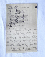 AUTOGRAFO AMICO DI GABRIELE D'ANNUNZIO FIUME LENZINI ALA DI GUERRA WW1