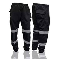 Hi Viz Vis Fleece Trousers Jogging Bottoms Safety Pants Work Wear Joggers Sweat