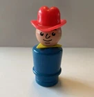 Vintage Wood Fisher Price Little People Cowboy Farmer Yellow Scarf Red Hat