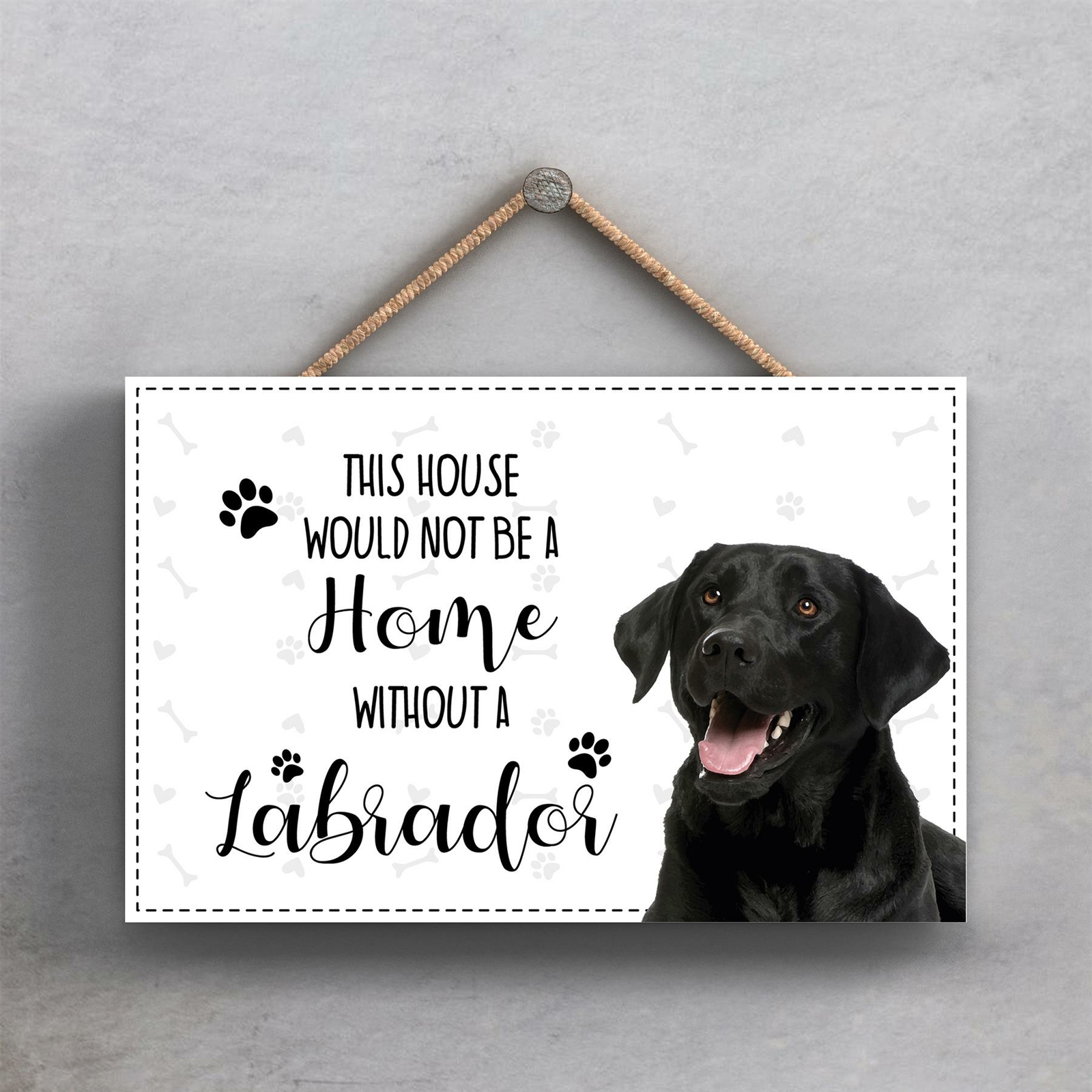 Pets & Paws - Rope Plaque Labrador Black