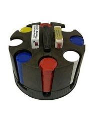 Vintage Card Holder Marbled Carousel Caddy w/Chips and Two Sealed Decks of Cards