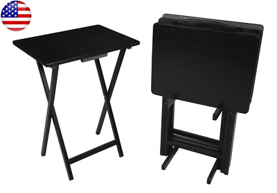 Modern Indoor 5-Piece Folding TV Tray Table Set Sturdy Living Room 19x15x26 In