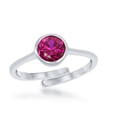 "July" Created Ruby Bezel Set Ring