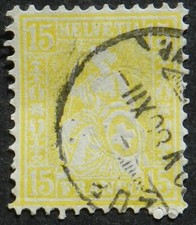 Switzerland 1875 15c yellow SG 63 fine used cat £50