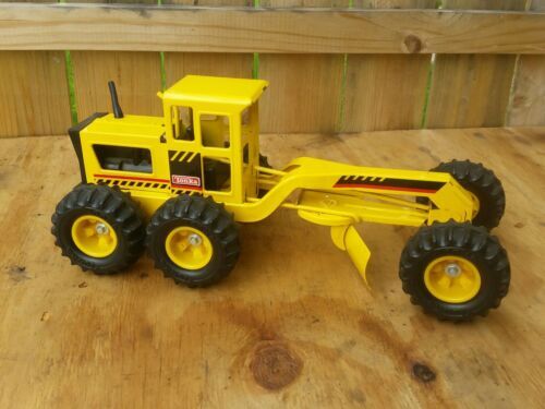 JOUET ANCIEN TONKA Grande Niveleuse orange ROAD GRADER de chantier