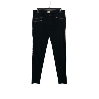 French Connection Black Skinny Jeans Zip Detail Stretch US 8