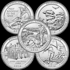 2016 S America The Beautiful Quarters 5 Coin Set