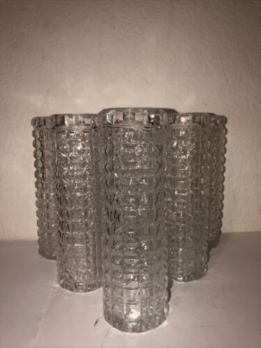 6 Square Design Cut Glass Vase, Round Glass Top - Picture 1 of 6