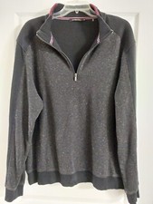 Bugatchi Mens Black Pullover 1/4 Zip Long Sleeve Shirt Size 2XL