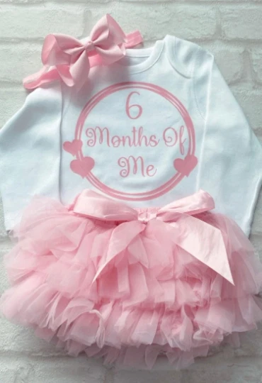FLORENCE LILY BOUTIQUE 6 Months Baby Outfit Girls Frilly Tutu Knickers Half Birthday Baby Pink Set UK