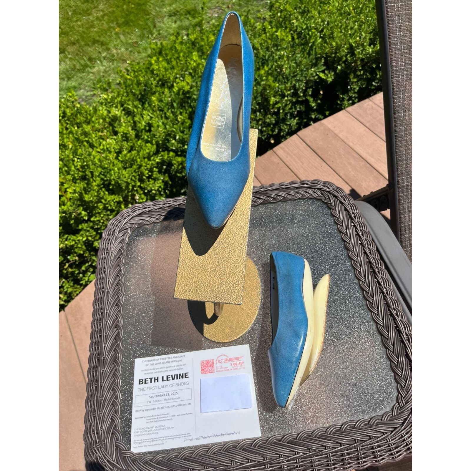Vtg Herbert Levine KABUKI Shoes 50’s 60’s Robin Egg Blue White Leather Platform image 2
