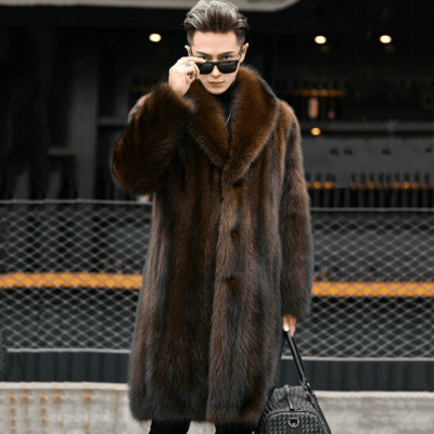 Mink Coat Men Winter New Full Mink Long Fur Large Size Casual Fur Thickened Coat