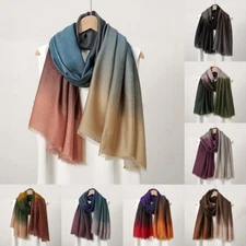 Gradient Viscose Scarf Women Fringe Shawls Long Hijabs Head Wrap Muslim Turban