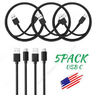 5x USB C Cable Type C Fast Charging Data Cord For Samsung Android Rapid Charger