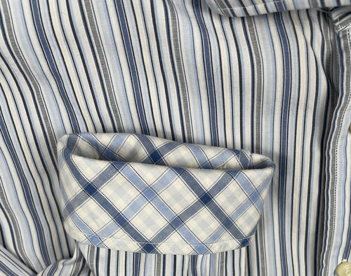 Tailorbyrd Men's Long Sleeve Button Up Striped Dress Shirt Sz XL Blue Grey - Picture 4 of 4