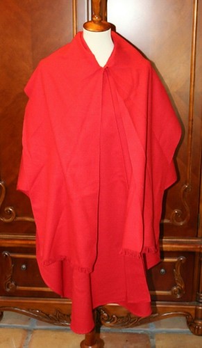 DE COLECCIÓN AÑOS 50 BUFANDA DE LANA POLIETILENO ROJO CEREZA CAPA PONCHO COMO NUEVA... - Imagen 6 de 7