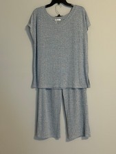 EKOUAER WOMEN'S PAJAMA SET SIZE: L GRAY SHORT SLEEVE V-NECK STRETCH NEW