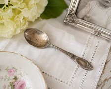 Antique Saart Sterling Silver Baby Spoon 4 3/8" Ornate Unmonogrammed Patina