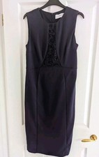 John Lewis Navy Lace bodycon pencil sleeveless Dress UK 12 Wedding guest party